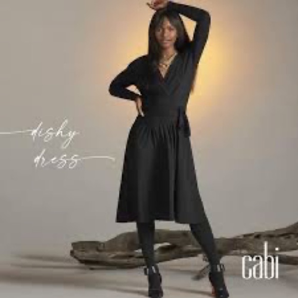 Cabi size S black long sleeve knee length Dishy dress